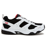 White, black, and red Avia men's lace-up training sneakers