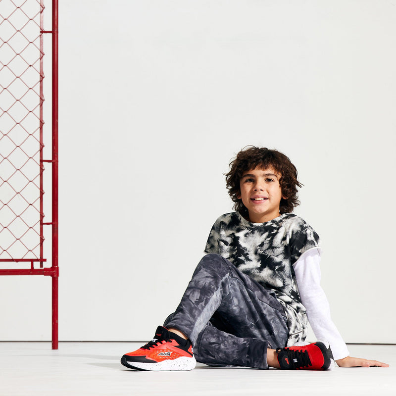Avia boys red and black sneakers great for kids with active and on the go lifestyles 