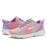 Avia big kids shoe with rainbow ombre stripe detail and elastic tie-less laces