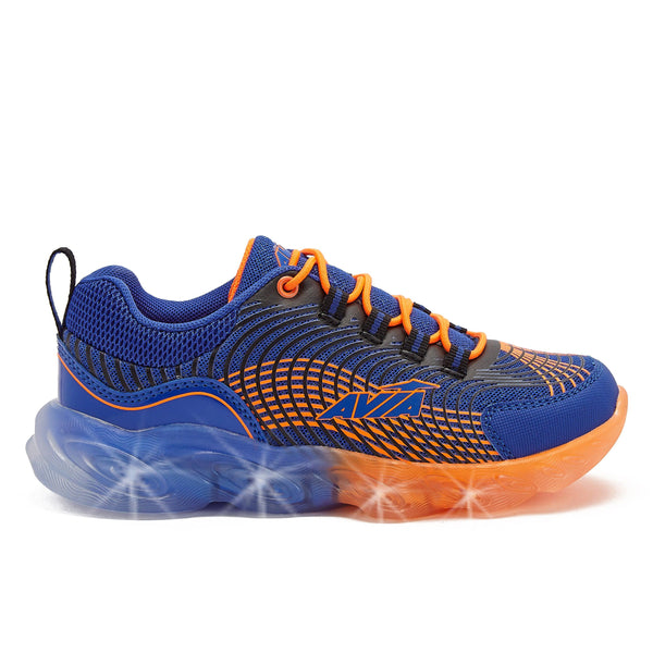 Avia blue and orange boys light up slip on sneakers